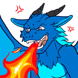 A sticker of my dragon, breathing fire while being angry.