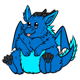 Ein Sticker von meinem Drachen, der sehr Floofy und Glücklich ist.