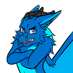 A sticker of my dragon, being grumpy.