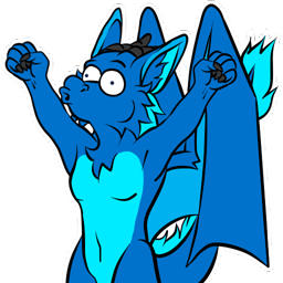 A sticker of my dragon, in the "Whooo!" pose from Homer Simpson.