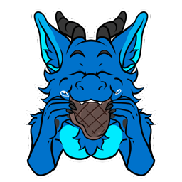 Ein Sticker von meinem Drachen, wie er in ein Steak beißt.