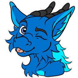 Ein Sticker von meinem Drachen, wie er zwinkert.